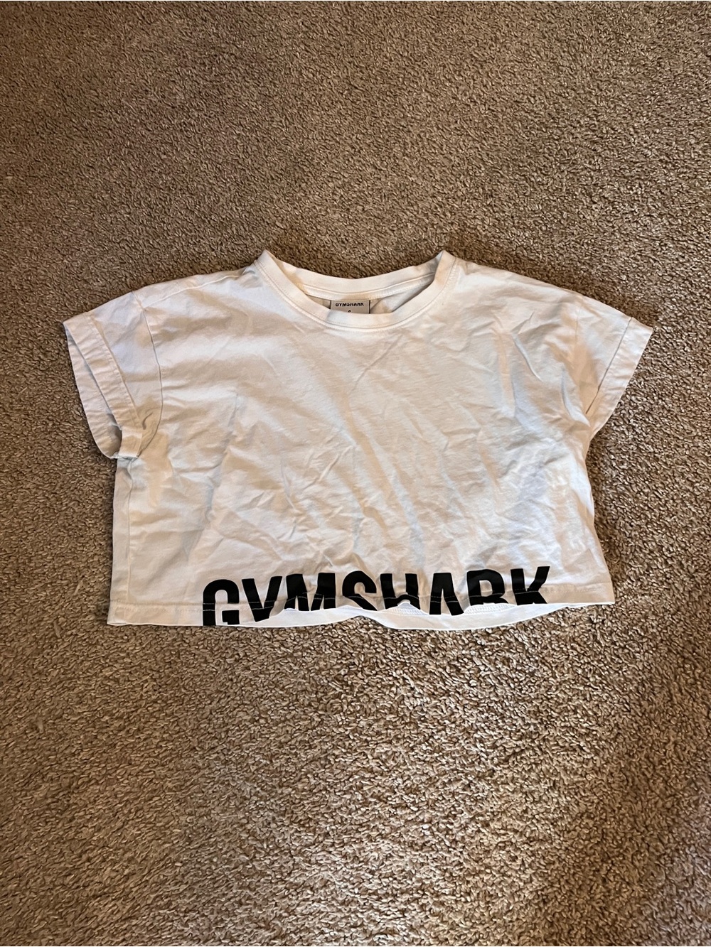 Gymshark White Cropped Logo Tee Women's Small